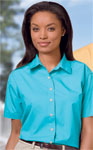  Blue Generation BG6216S Ladies S/S Superblend Poplin Shirt with Bone Buttons