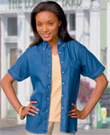  Blue Generation BG8202S Ladies S/S 100% Cotton Denim Shirt