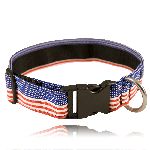 1 1/2" Red, White, Blue Nylon Collar (Adjusts 14"-22" )