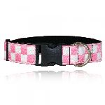 Boston Leather 8161-5 1 1/2" Pink & White Nylon Collar (Adjusts 14"-22")