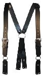 Boston Leather 9175RXL Fireman"S Leather Suspenders (Button)(Reflective) (3" Longer)