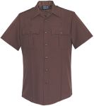  Fechheimer 85R7884Z Mens Short Sleeve Shirt W/Zipper Brown 100% Polye