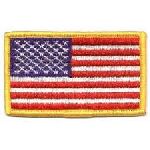 Hero's Pride 2 U.S. Flag - Med Gold Border - w/Hook - 3-3/8 X 2"