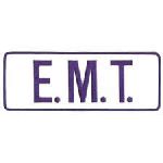 E. M. T. - Royal Blue On White - Back Patch - 11 X 4"