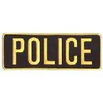 Hero's Pride 5253 POLICE - Med Gold on Black - Back Patch - 11 x 4"