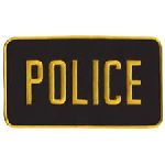 Hero's Pride 5753 POLICE - Med Gold on Black - Back Patch - 9 x 5"