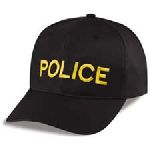 Black Twill Cap Embr'd w/Gold "Police"