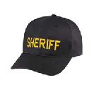 Hero's Pride 6785 Black Twill Cap Embr'd w/Med Gold "SHERIFF"
