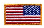 Hero's Pride 7346 U.S. FLAG - Reverse - Full Color - Dark Gold Border - 3-1/4 X 1-13/16"