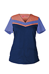 Landau 9050 Ellen V-Neck Color Block Top