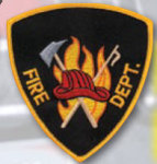  Premier Emblem E1426 Fire Dept W/Helmet-AXE - Flame
