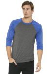 SanMar Bella + Canvas BC3200, BELLA+CANVAS  Unisex 3/4-Sleeve Baseball Tee.