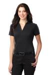 SanMar Port Authority L547, Port Authority Ladies Silk Touch Performance Colorblock Stripe Polo.