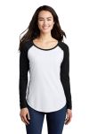  SanMar Sport-Tek LST400LS, Sport-Tek  Ladies PosiCharge  Long Sleeve Tri-Blend Wicking Scoop Neck Raglan Tee