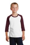  SanMar Port & Company PC55YRS, Port & Company Youth Core Blend 3/4-Sleeve Raglan Tee.