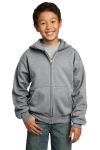  SanMar Port & Company PC90YZH, Port & Company - Youth Core Fleece Full-Zip Hooded Sweatshirt.