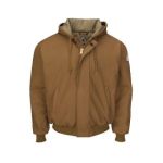 Brown Duck Hooded Jacket with Knit Trim