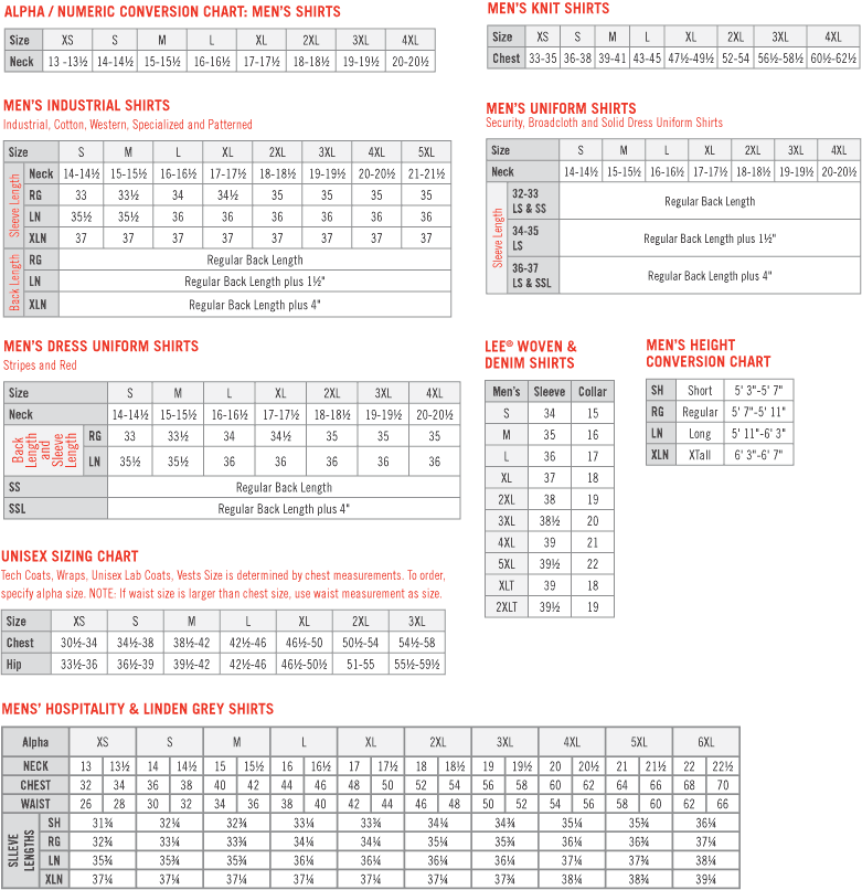 Izod Sweater Size Chart